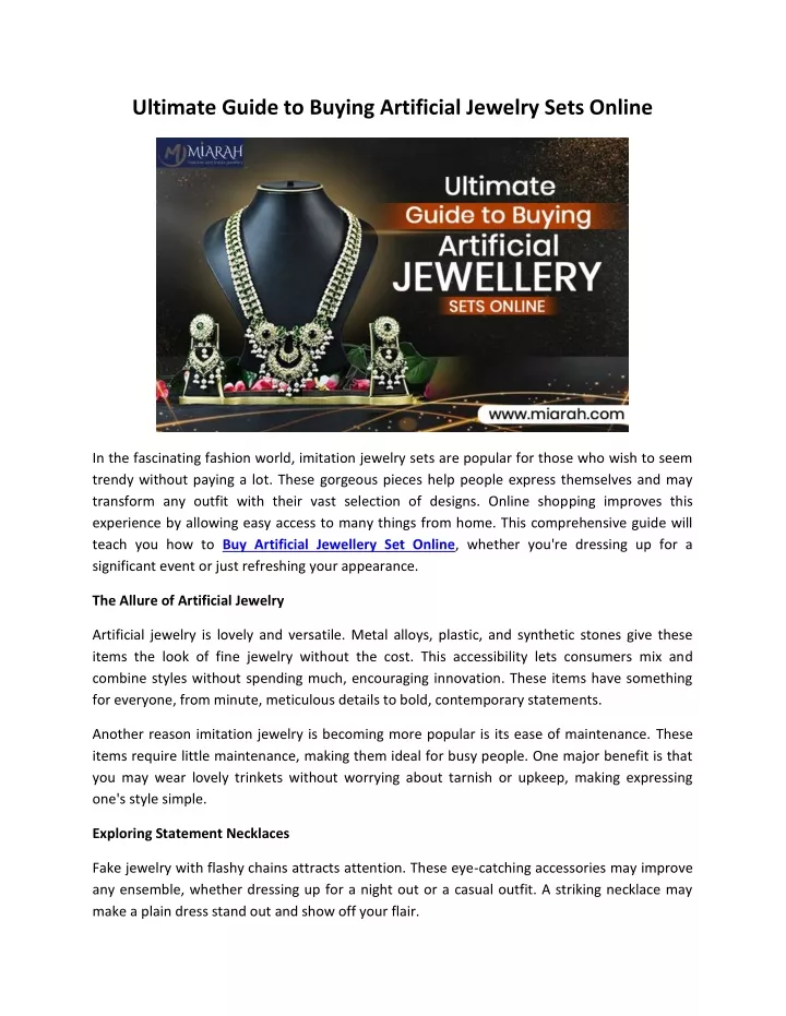 ultimate guide to buying artificial jewelry sets