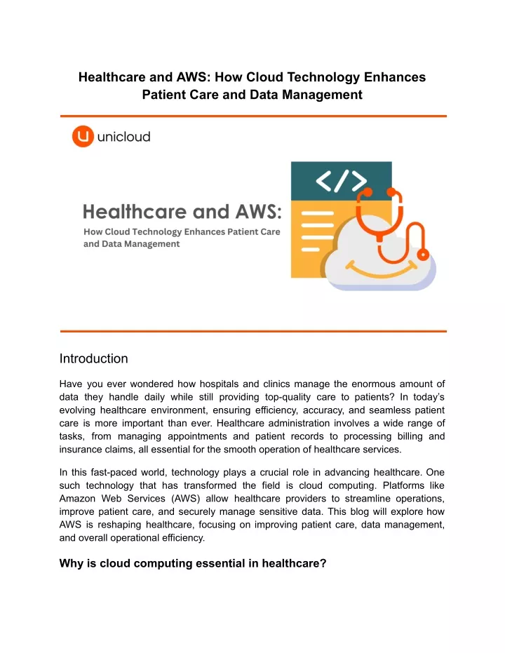 healthcare and aws how cloud technology enhances