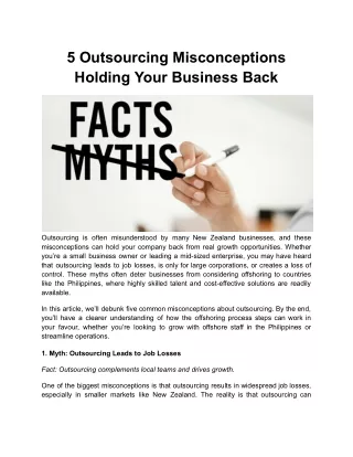 5 Outsourcing Misconceptions Holding Your Business Back