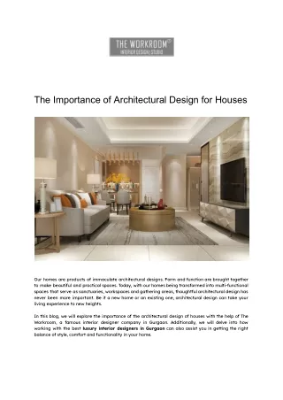 The Importance of Architectural Design for Houses