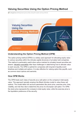 Valuing Securities Using the Option Pricing Method