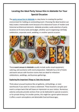 Locating the Ideal Party Venue Hire in Adelaide For Your Special Occasion
