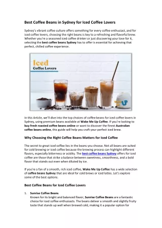 Best Coffee Beans in Sydney for Iced Coffee Lovers