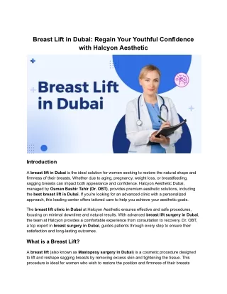 Breast Lift in Dubai_ Achieve Youthful Confidence with Halcyon Aesthetic Dubai (1)