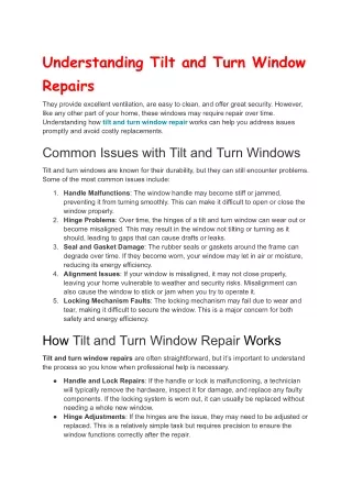 understanding tilt and turn window repairs