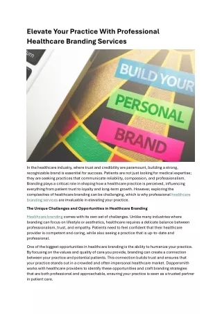 Elevate Your Practice With Professional Healthcare Branding Services