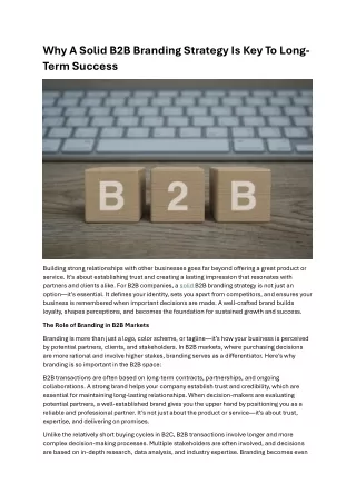 Why A Solid B2B Branding Strategy Is Key To Long-Term Success