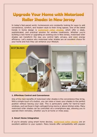 Upgrade Your Home with Motorized Roller Shades in New Jersey