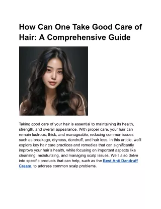 how can one take good care of hair