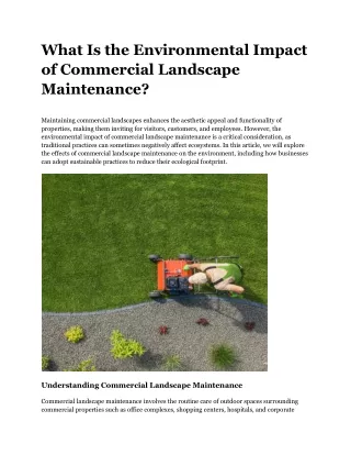 What Is the Environmental Impact of Commercial Landscape Maintenance