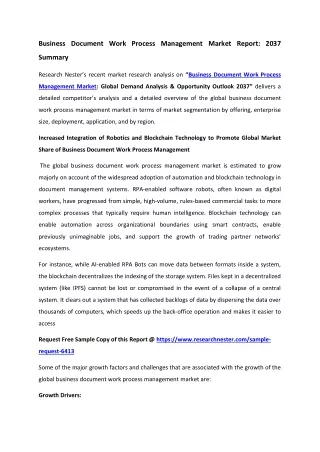 Business Document Work Process Management Market Size 2037