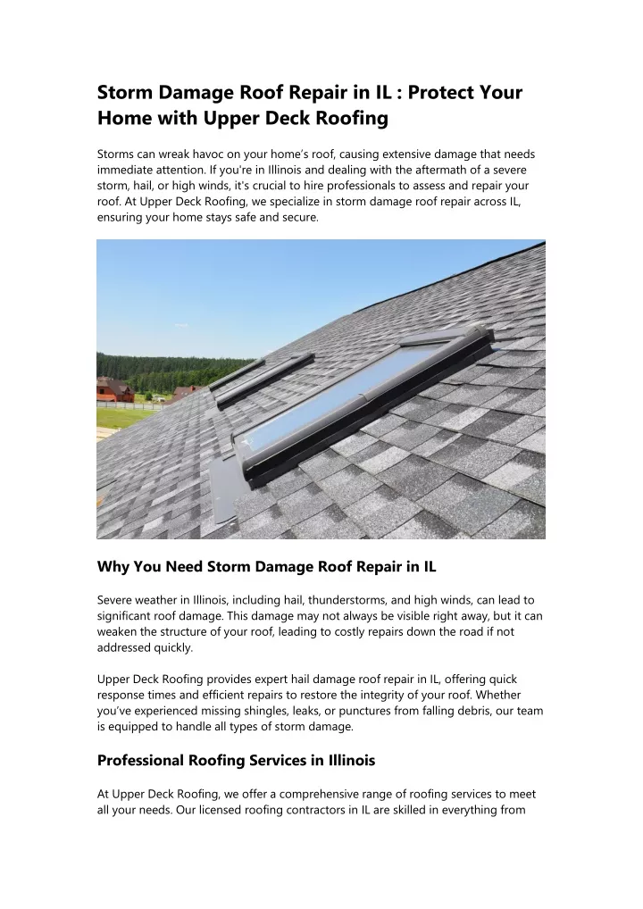 storm damage roof repair in il protect your home