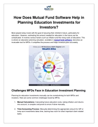 How Does Mutual Fund Software Help in Planning Education Investments for Investors