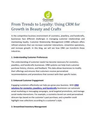 From Trends to Loyalty Using CRM for Growth in Beauty and Crafts