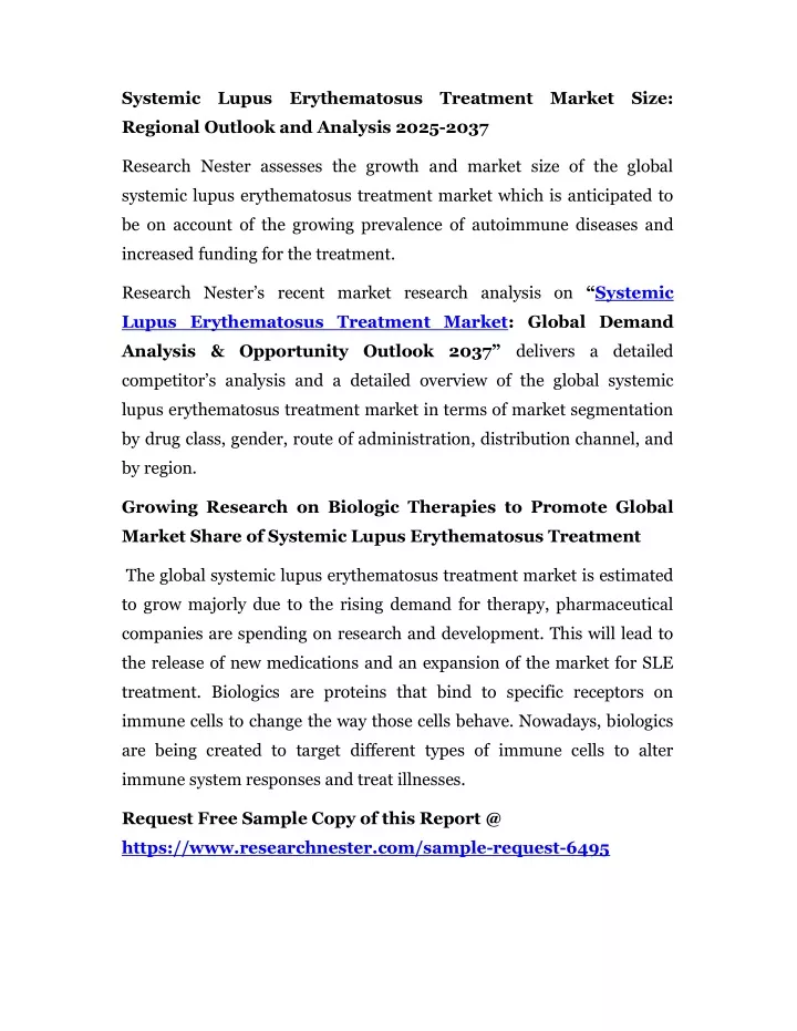systemic lupus erythematosus treatment market size