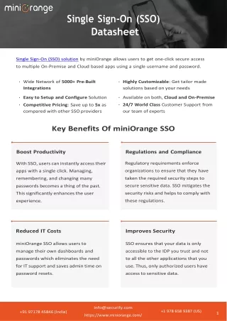 single sign on sso datasheet