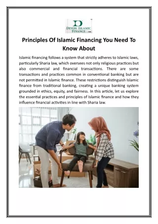 Principles Of Islamic Financing You Need To Know About