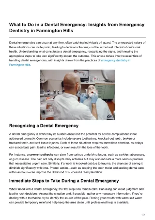 What to Do in a Dental Emergency Insights from Emergency Dentistry in Farmington Hills