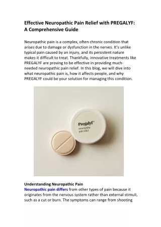 effective neuropathic pain relief with pregalyf