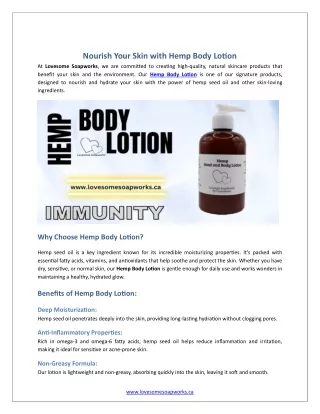 Nourish Your Skin with Hemp Body Lotion