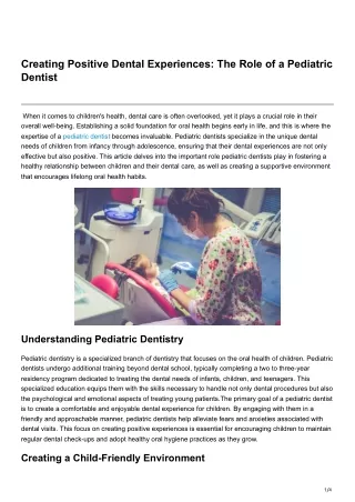 Creating Positive Dental Experiences The Role of a Pediatric Dentist