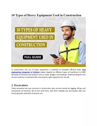 10 Types of Heavy Equipment Used in Construction