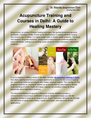 acupuncture training and courses in delhi a guide