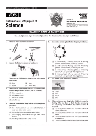 International Olympiad of Science (IOS) Class 5 Sample Paper