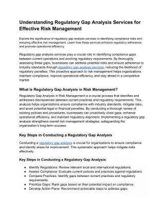 understanding regulatory gap analysis services