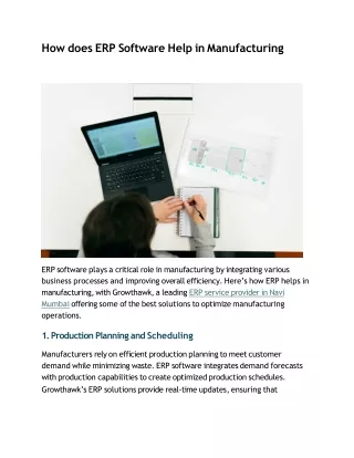 How does ERP Software Help in Manufacturing