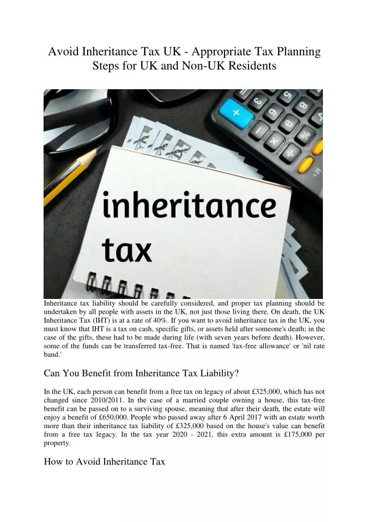 avoid inheritance tax uk appropriate tax planning