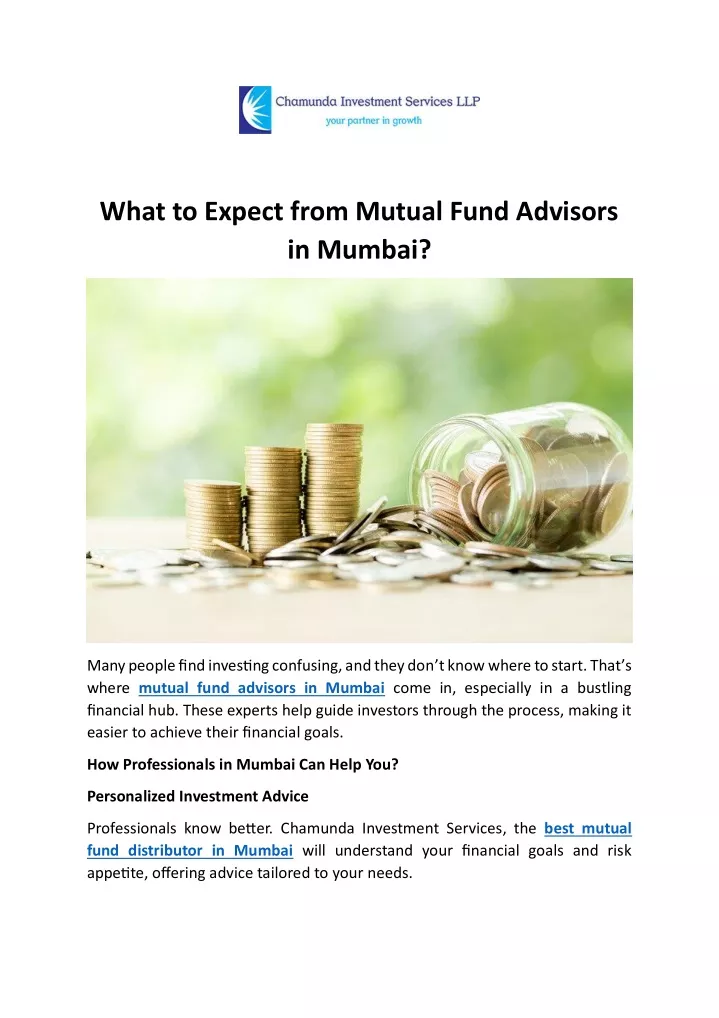 what to expect from mutual fund advisors in mumbai