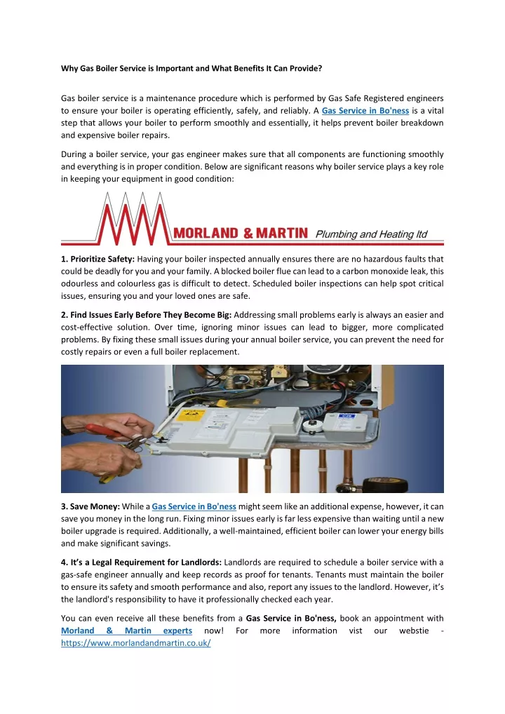 why gas boiler service is important and what