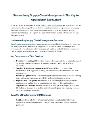 Streamlining Supply Chain Management The Key to Operational