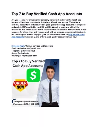 Top 7 to Buy Verified Cash App Accounts