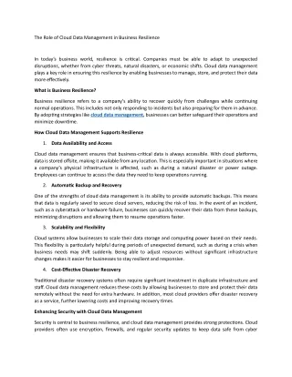 the role of cloud data management in business