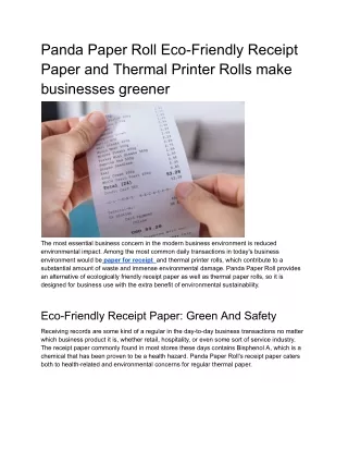 Receipt Paper and Thermal Printer Rolls Panda PAPER  ROLL-22-101-2024