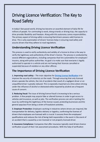 Driving Licence Verification The Key to Road Safety