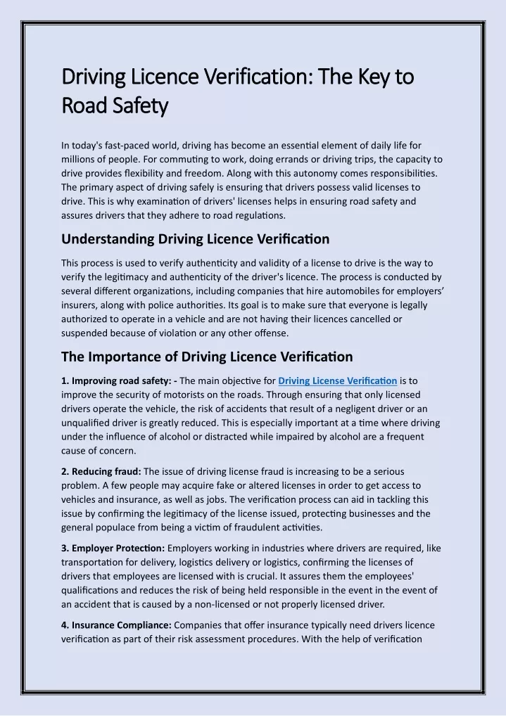 driving licence verification the key to driving