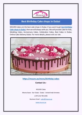 Best Birthday Cake shops in Dubai