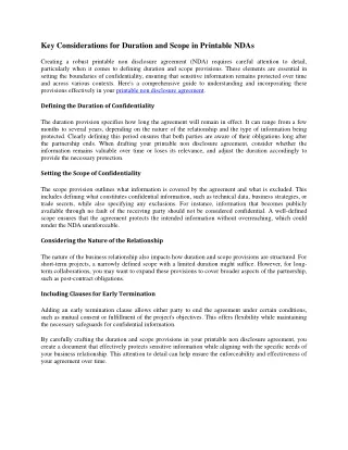 Key Considerations for Duration and Scope in Printable NDAs