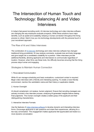 The Intersection of Human Touch and Technology_ Balancing AI and Video Interviews