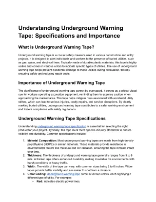 understanding underground warning tape