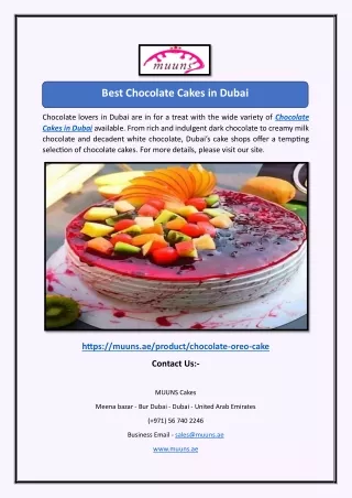 Best Chocolate Cakes in Dubai