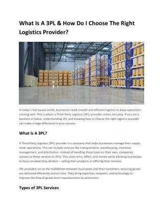 What Is A 3PL & How Do I Choose The Right Logistics Provider?