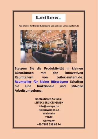 Raumteiler für kleine Büroräume von Leitex | Leitex-system.de