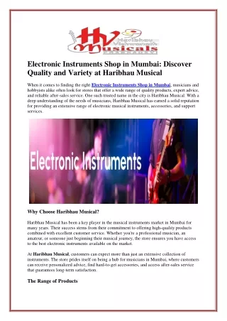 Electronic Instruments Shop in Mumbai: Discover Quality and Variety at Haribhau