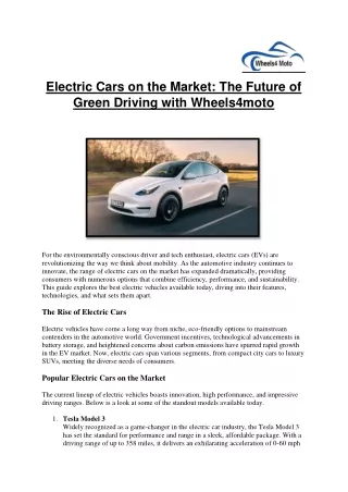 Electric Cars on the Market (Wheels4moto)