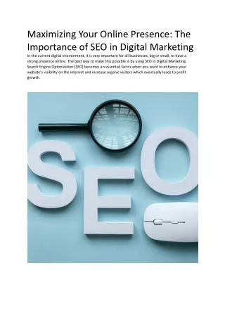 Maximizing Your Online Presence_ The Importance of SEO in Digital Marketing