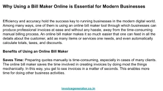 Efficient Invoicing with Bill Maker Online
